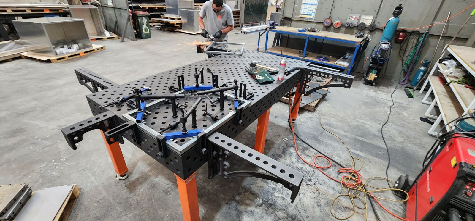 Welding table blocks on K28 table